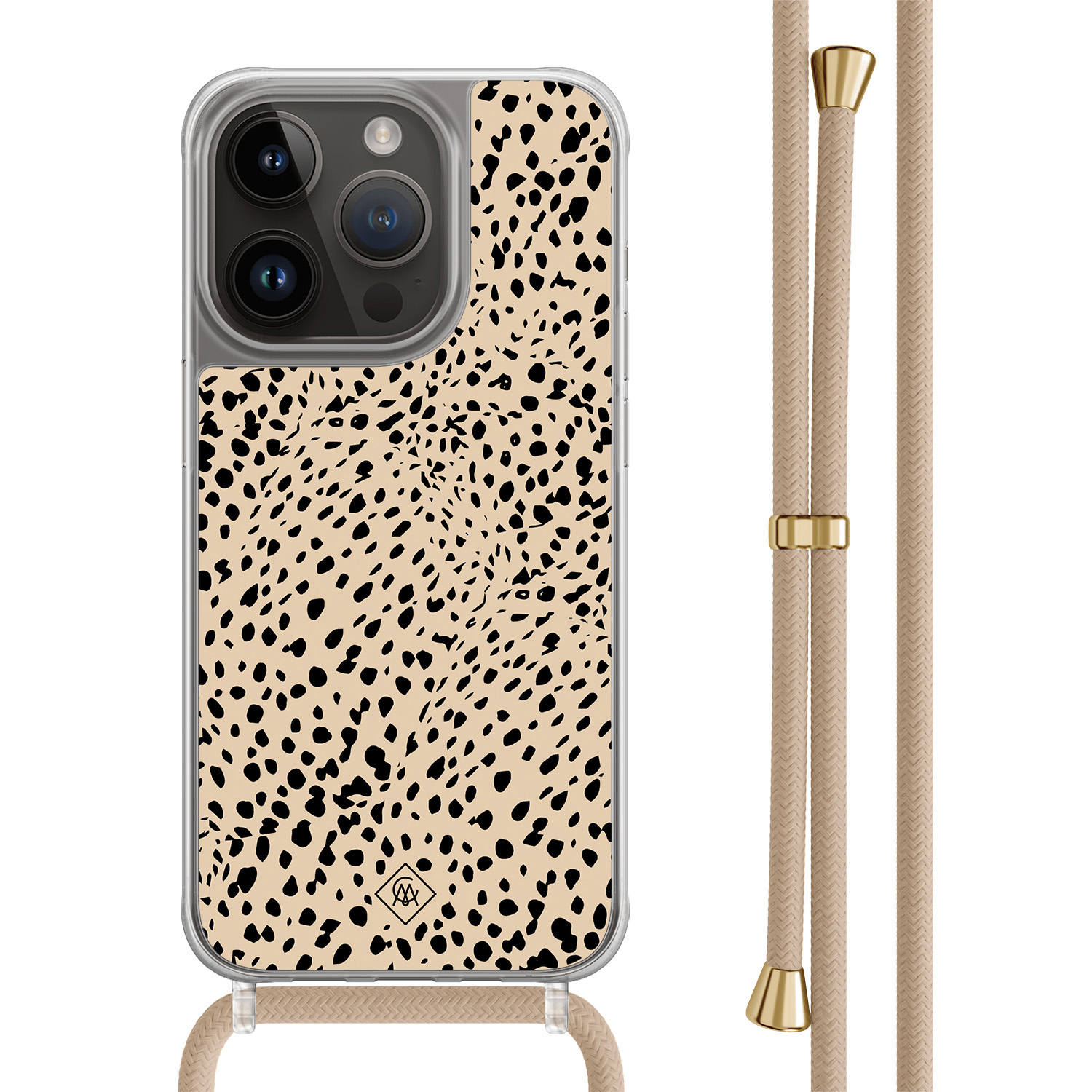 iPhone 14 Pro hoesje met beige koord - Spot on