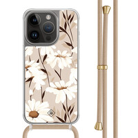 Casimoda iPhone 14 Pro hoesje met beige koord - In bloom