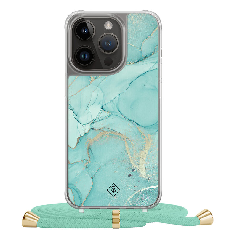 Casimoda iPhone 14 Pro hoesje met mint koord - Touch of mint