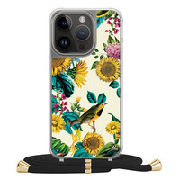 Casimoda iPhone 14 Pro hoesje met zwart koord - Sunflowers