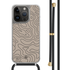 Casimoda iPhone 14 Pro hoesje met zwart koord - Abstract lines