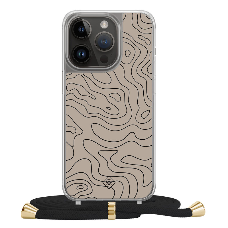 Casimoda iPhone 14 Pro hoesje met zwart koord - Abstract lines