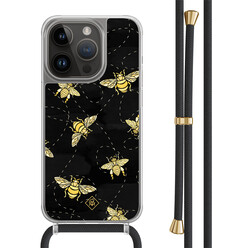 Casimoda iPhone 14 Pro hoesje met zwart koord - Bee happy