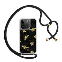 Casimoda iPhone 14 Pro hoesje met zwart koord - Bee happy