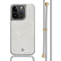 Casimoda iPhone 14 Pro hoesje met grijs koord - Abstract painted waves
