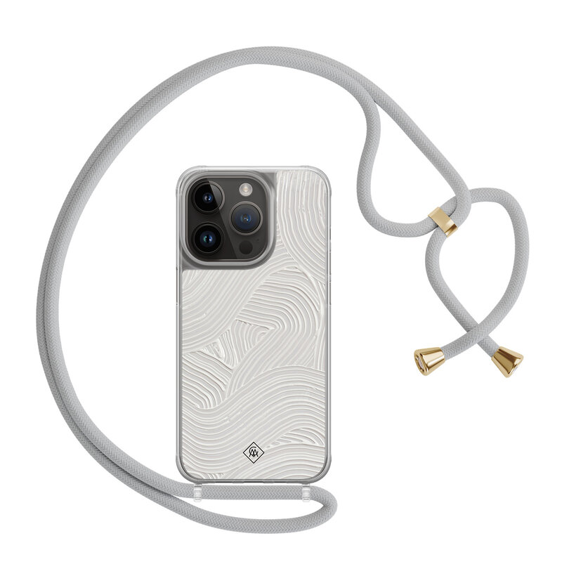 Casimoda iPhone 14 Pro hoesje met grijs koord - Abstract painted waves