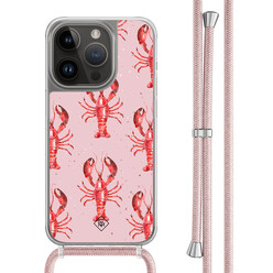 Casimoda iPhone 14 Pro hoesje met rosegoud koord - Lobster