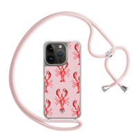 Casimoda iPhone 14 Pro hoesje met rosegoud koord - Lobster