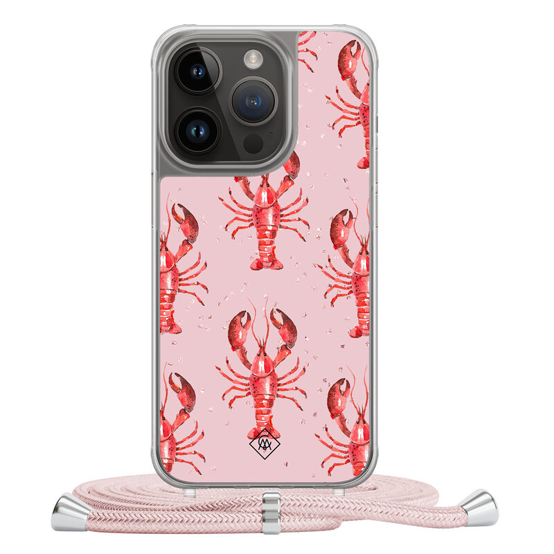Casimoda iPhone 14 Pro hoesje met rosegoud koord - Lobster
