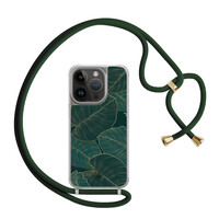 Casimoda iPhone 13 Pro hoesje met groen koord - Monstera leaves