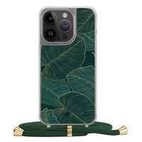 Casimoda iPhone 13 Pro hoesje met groen koord - Monstera leaves