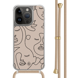 Casimoda iPhone 13 Pro hoesje met beige koord - Abstract faces