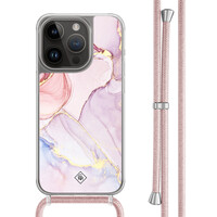 Casimoda iPhone 13 Pro hoesje met rosegoud koord - Purple sky