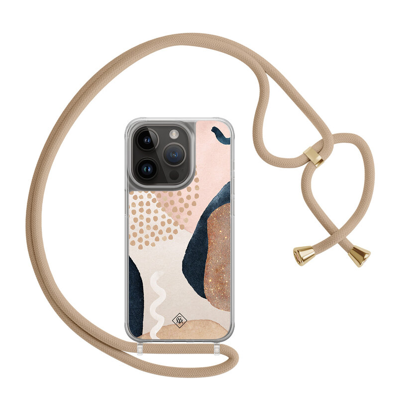 Casimoda iPhone 13 Pro hoesje met beige koord - Abstract dots