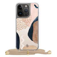 Casimoda iPhone 13 Pro hoesje met beige koord - Abstract dots