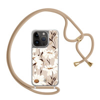 Casimoda iPhone 13 Pro hoesje met beige koord - In bloom