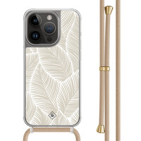 Casimoda iPhone 13 Pro hoesje met beige koord - Palm leaves beige