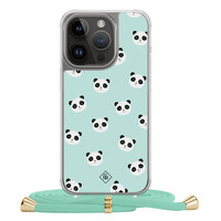Casimoda iPhone 13 Pro hoesje met mint koord - Panda print