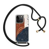 Casimoda iPhone 13 Pro hoesje met zwart koord - Abstract terracotta