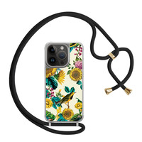 Casimoda iPhone 13 Pro hoesje met zwart koord - Sunflowers