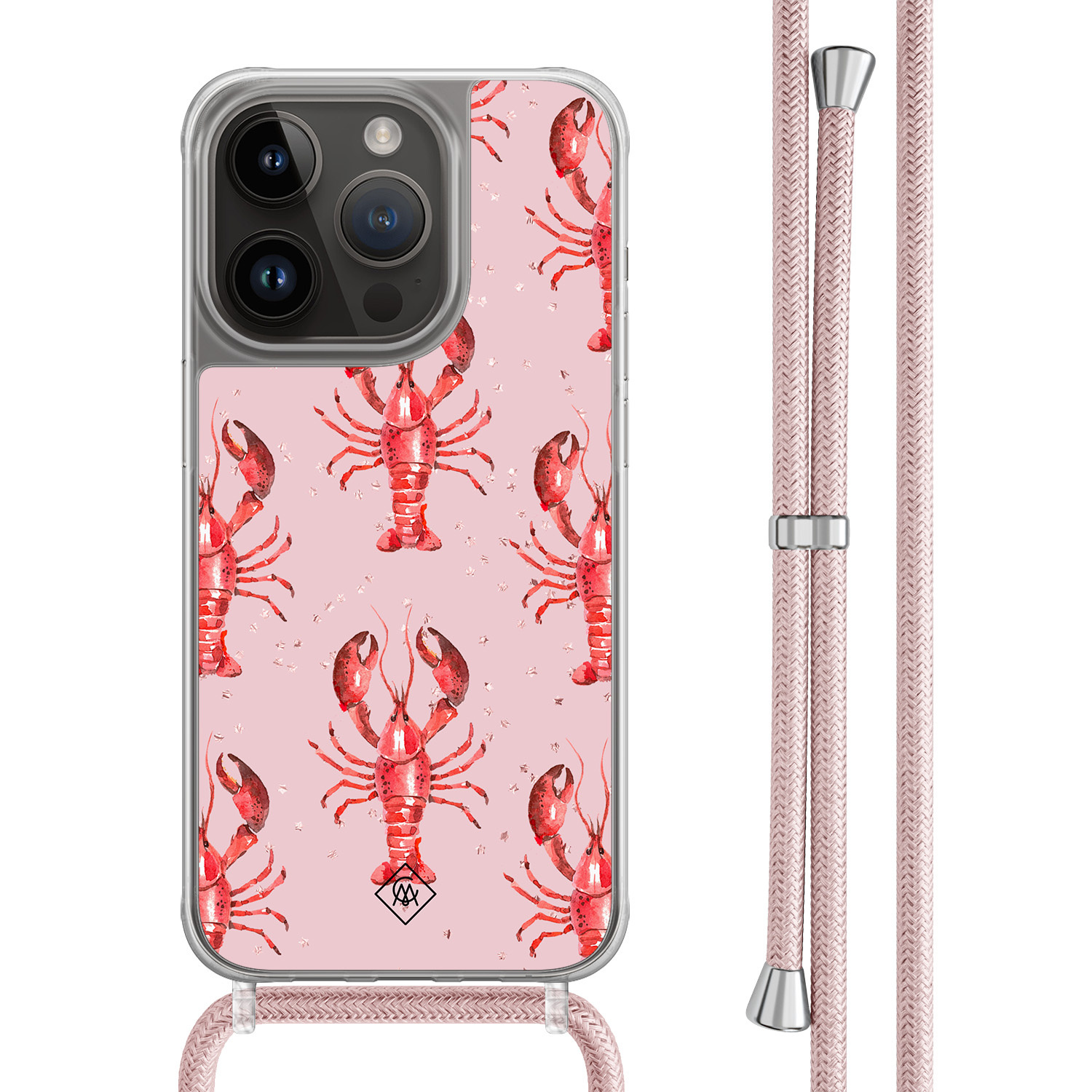 iPhone 13 Pro hoesje met rosegoud koord - Lobster