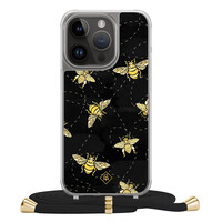Casimoda iPhone 13 Pro hoesje met zwart koord - Bee happy