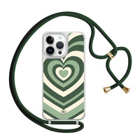 Casimoda iPhone 14 Pro Max hoesje met groen koord - Hart swirl groen