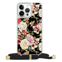 Casimoda iPhone 14 Pro Max hoesje met zwart koord - Flowerpower
