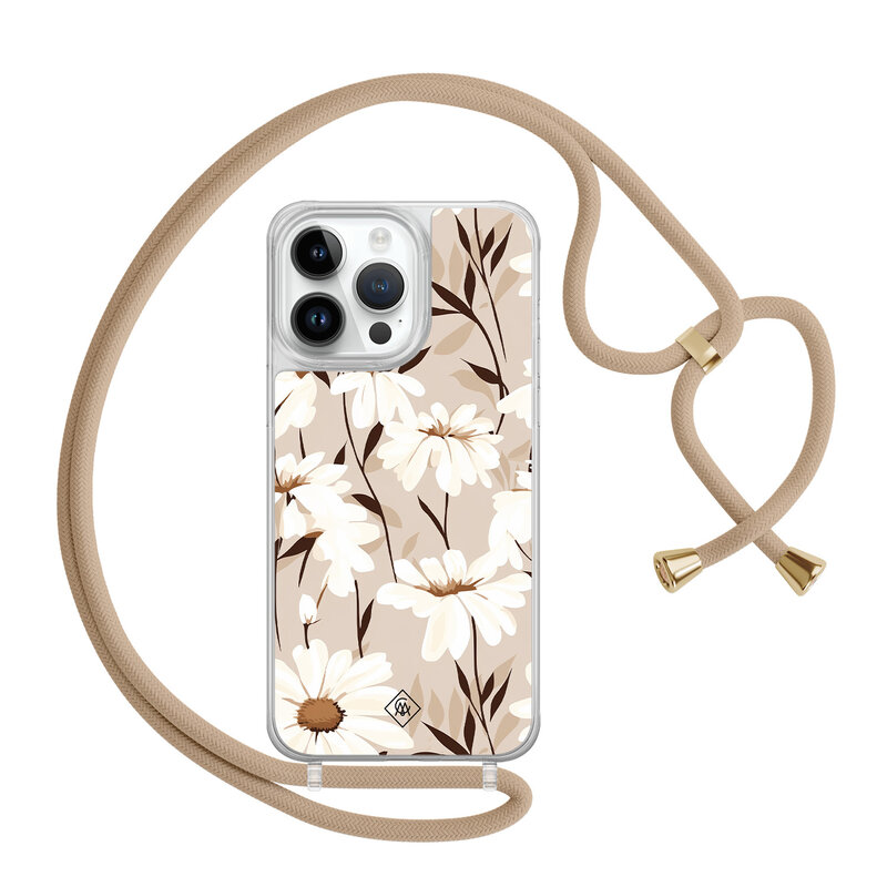 Casimoda iPhone 14 Pro Max hoesje met beige koord - In bloom