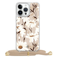 Casimoda iPhone 14 Pro Max hoesje met beige koord - In bloom