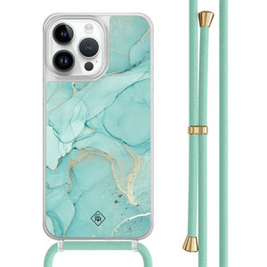 Casimoda iPhone 14 Pro Max hoesje met mint koord - Touch of mint
