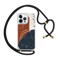 Casimoda iPhone 14 Pro Max hoesje met zwart koord - Abstract terracotta