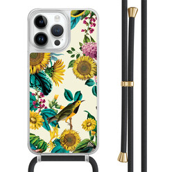 Casimoda iPhone 14 Pro Max hoesje met zwart koord - Sunflowers