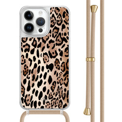Casimoda iPhone 14 Pro Max hoesje met beige koord - Golden wildcat