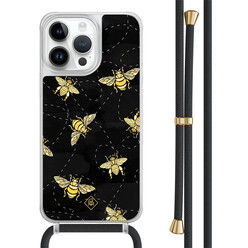 Casimoda iPhone 14 Pro Max hoesje met zwart koord - Bee happy
