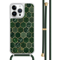 Casimoda iPhone 13 Pro Max hoesje met groen koord - Kubus groen