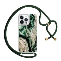 Casimoda iPhone 13 Pro Max hoesje met groen koord - Green waves