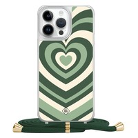 Casimoda iPhone 13 Pro Max hoesje met groen koord - Hart swirl groen