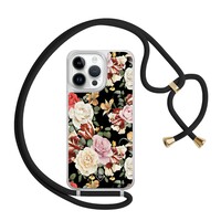 Casimoda iPhone 13 Pro Max hoesje met zwart koord - Flowerpower