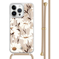 Casimoda iPhone 13 Pro Max hoesje met beige koord - In bloom