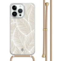 Casimoda iPhone 13 Pro Max hoesje met beige koord - Palm leaves beige