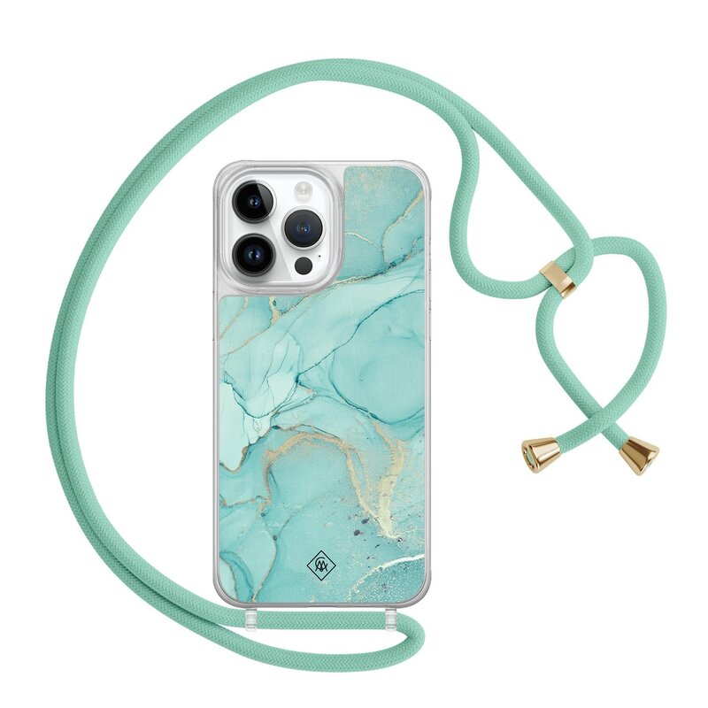 Casimoda iPhone 13 Pro Max hoesje met mint koord - Touch of mint
