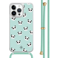 Casimoda iPhone 13 Pro Max hoesje met mint koord - Panda print