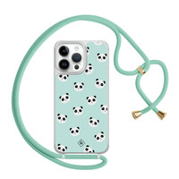 Casimoda iPhone 13 Pro Max hoesje met mint koord - Panda print