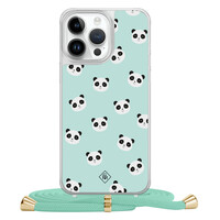 Casimoda iPhone 13 Pro Max hoesje met mint koord - Panda print