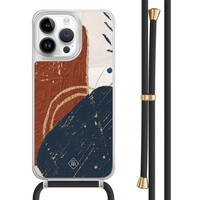 Casimoda iPhone 13 Pro Max hoesje met zwart koord - Abstract terracotta