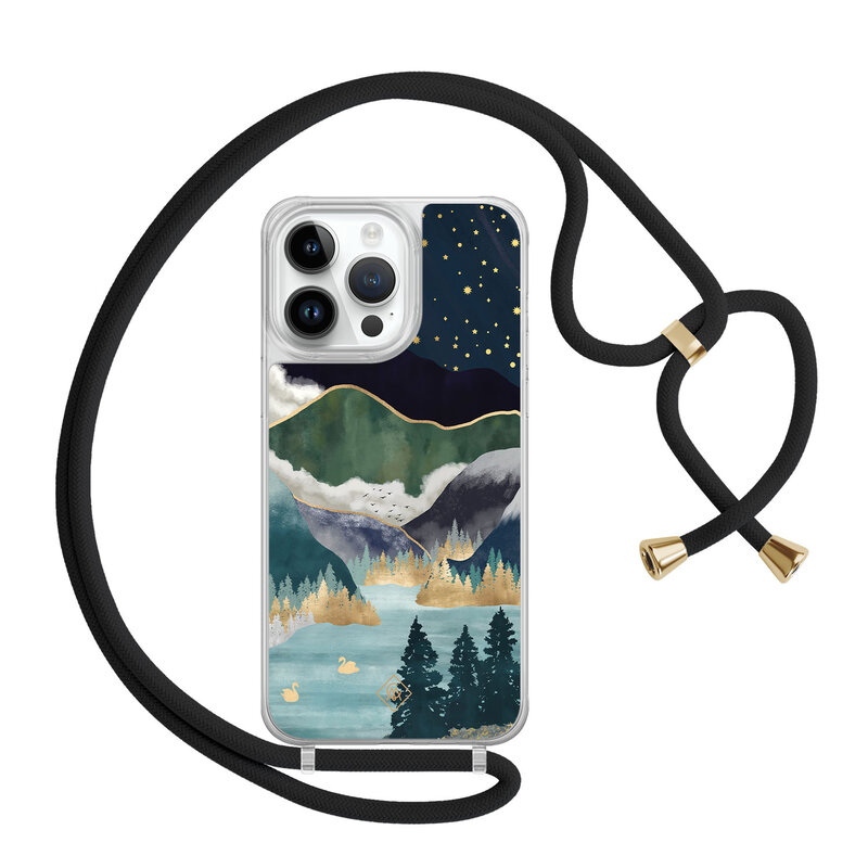 Casimoda iPhone 13 Pro Max hoesje met zwart koord - Star lake