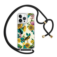 Casimoda iPhone 13 Pro Max hoesje met zwart koord - Sunflowers