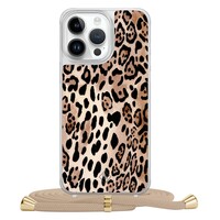 Casimoda iPhone 13 Pro Max hoesje met beige koord - Golden wildcat