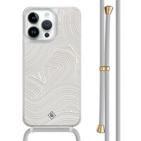 Casimoda iPhone 13 Pro Max hoesje met grijs koord - Abstract painted waves